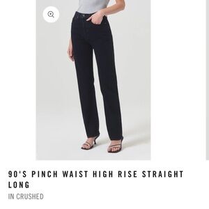 Agolde 90'S PINCH WAIST HIGH RISE STRAIGHT LONG IN CRUSHED SZ 26